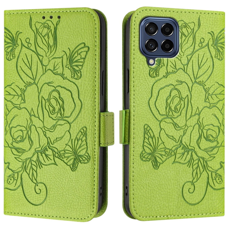 Custodia antifurto RFID in pelle con motivo a rosa per Samsung Galaxy M53 M33