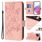 Custodia antifurto RFID in pelle con motivo a rosa per Samsung Galaxy M53 M33