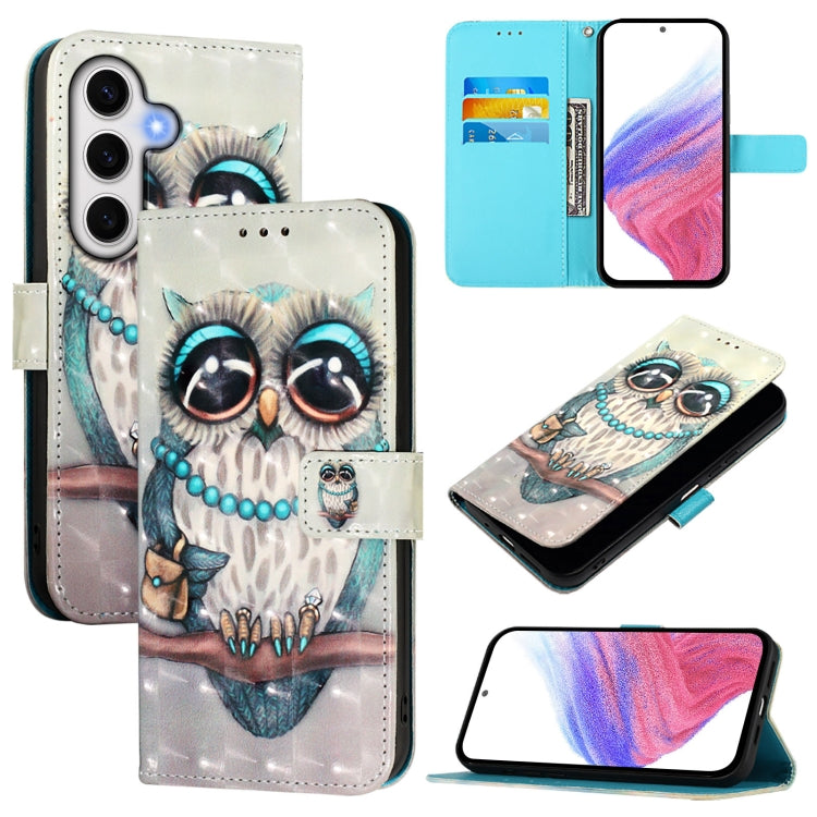 Custodia in pelle con flip orizzontale e pittura 3D per Samsung Galaxy S24 FE 5G