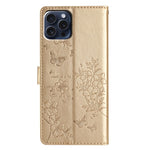Custodia in pelle con farfalle per iPhone 15 Pro