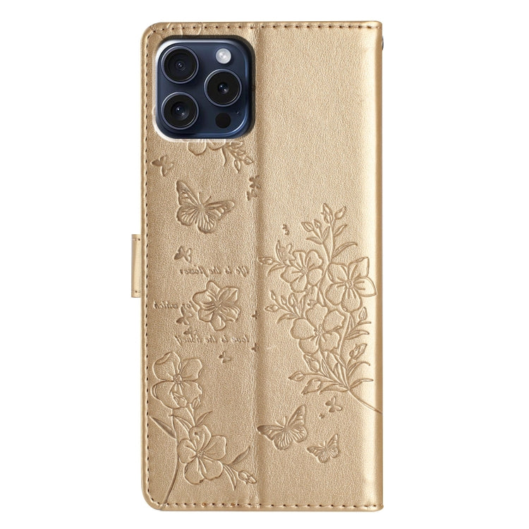 Custodia in pelle con farfalle per iPhone 15 Pro