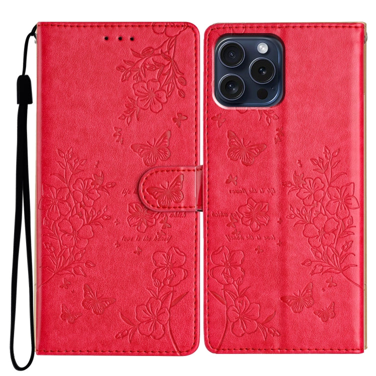 Custodia in pelle con farfalle per iPhone 15 Pro