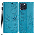 Custodia in pelle con farfalle per iPhone 15 Pro