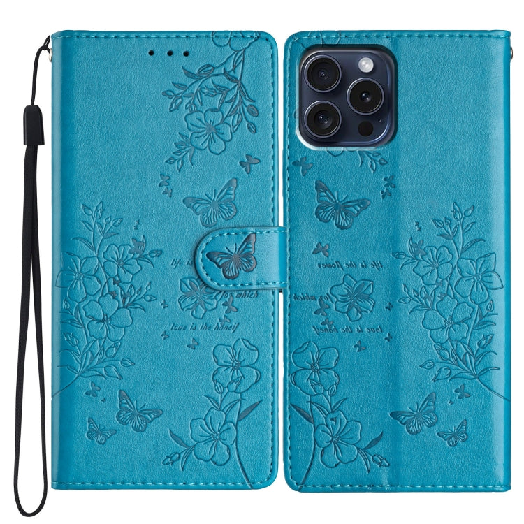 Custodia in pelle con farfalle per iPhone 15 Pro