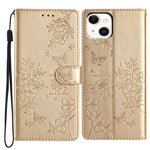 Custodia in pelle con farfalle per iPhone 15 Pro