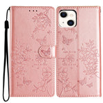 Custodia in pelle con farfalle per iPhone 15 Pro