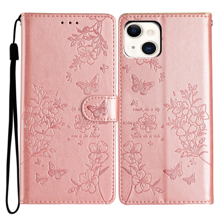 Custodia in pelle con farfalle per iPhone 15 Pro