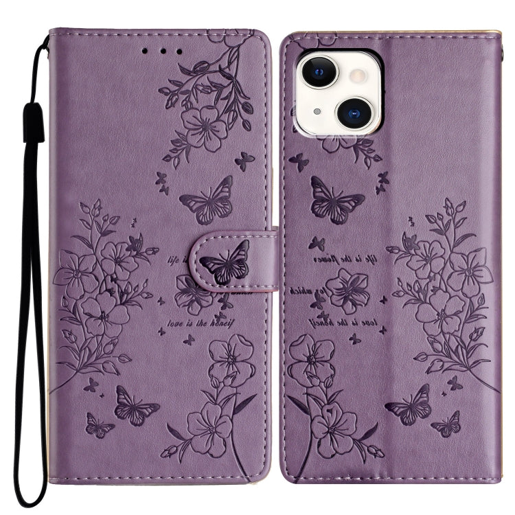 Custodia in pelle con farfalle per iPhone 15 Pro