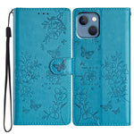 Custodia in pelle con farfalle per iPhone 15 Pro