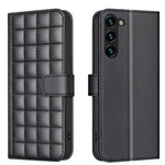 Custodia in pelle con trama quadrata per Samsung Galaxy S22 Ultra 5G