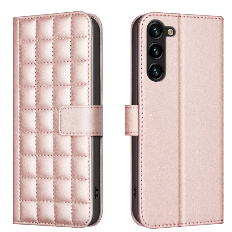 Custodia in pelle con trama quadrata per Samsung Galaxy S22 Ultra 5G