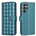 Custodia in pelle con trama quadrata per Samsung Galaxy S22 Ultra 5G