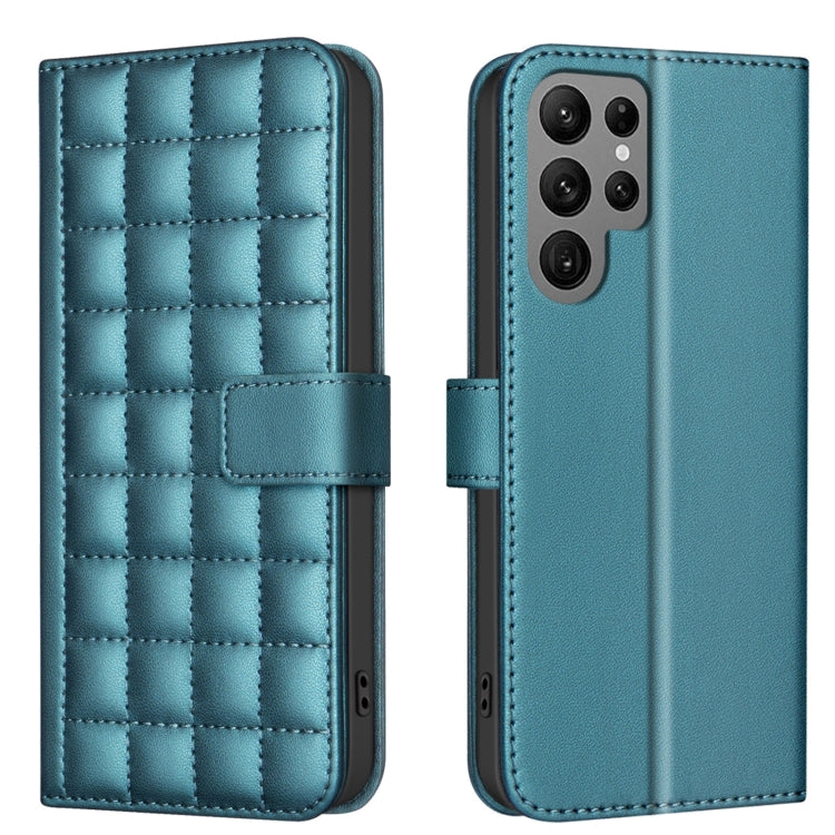 Custodia in pelle con trama quadrata per Samsung Galaxy S22 Ultra 5G