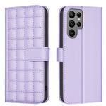 Custodia in pelle con trama quadrata per Samsung Galaxy S22 Ultra 5G