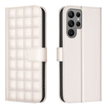 Custodia in pelle con trama quadrata per Samsung Galaxy S22 Ultra 5G