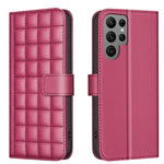 Custodia in pelle con trama quadrata per Samsung Galaxy S23 FE 5G