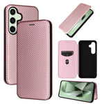 Custodia per cellulare in pelle con texture in fibra di carbonio, For Samsung Galaxy S24 FE 5G