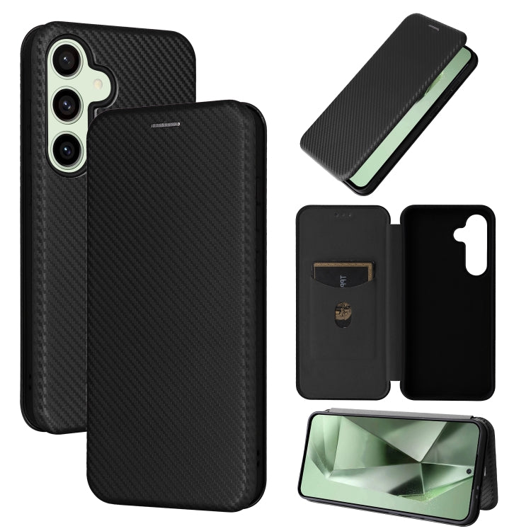 Custodia per cellulare in pelle con texture in fibra di carbonio, For Samsung Galaxy S24 FE 5G