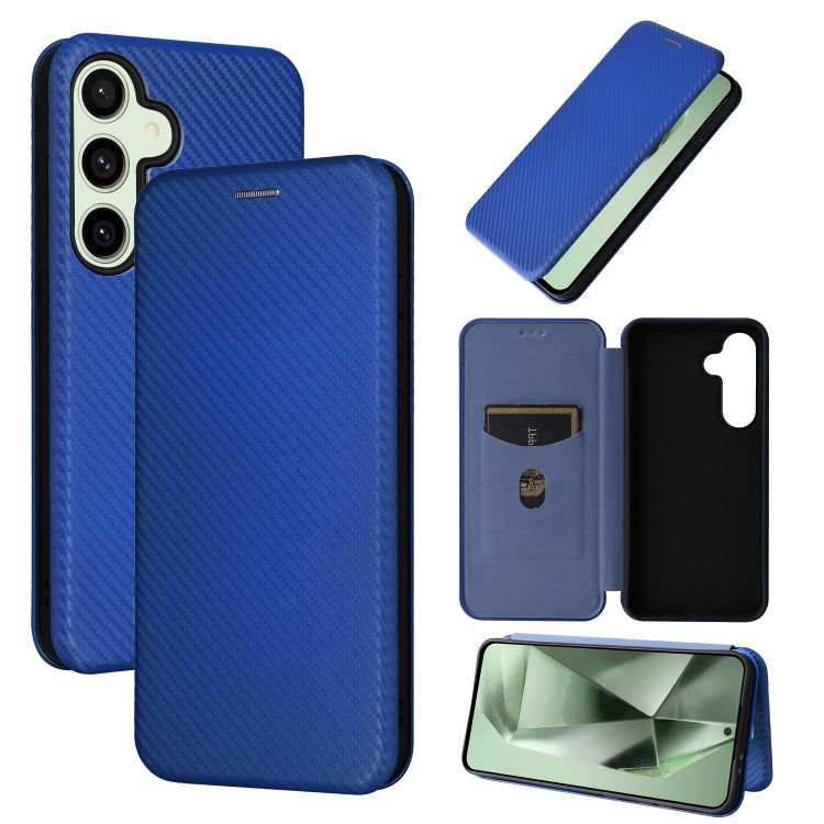 Custodia per cellulare in pelle con texture in fibra di carbonio, For Samsung Galaxy S24 FE 5G