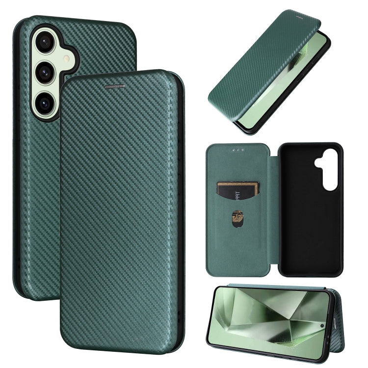 Custodia per cellulare in pelle con texture in fibra di carbonio, For Samsung Galaxy S24 FE 5G