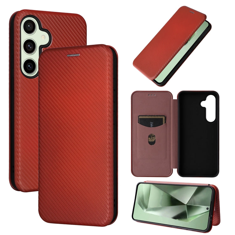 Custodia per cellulare in pelle con texture in fibra di carbonio, For Samsung Galaxy S24 FE 5G