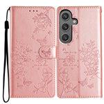 Custodia in pelle con farfalle e fiori per Samsung Galaxy S24 e S25 Edge 5G