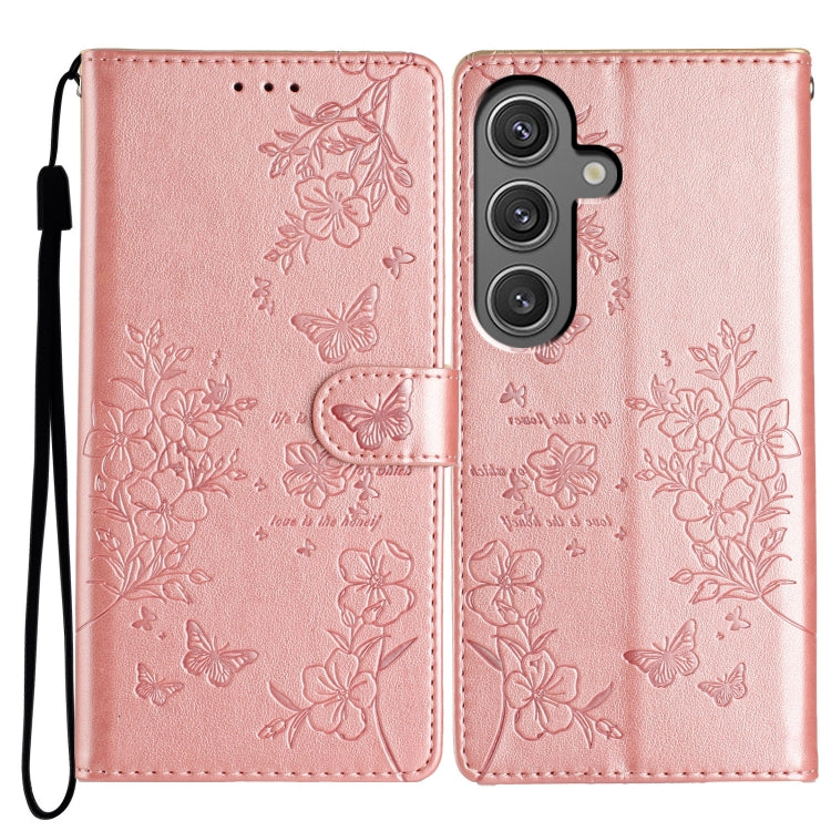 Custodia in pelle con farfalle e fiori per Samsung Galaxy S24 e S25 Edge 5G