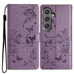 Custodia in pelle con farfalle e fiori per Samsung Galaxy S24 e S25 Edge 5G
