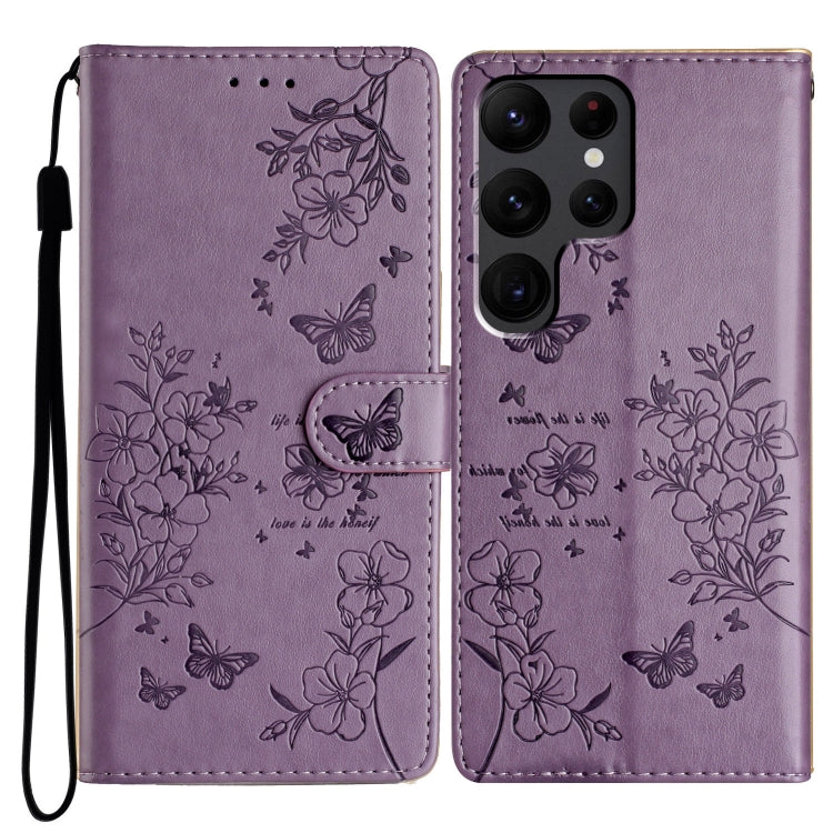 Custodia in pelle con farfalle e fiori per Samsung Galaxy S24 e S25 Edge 5G