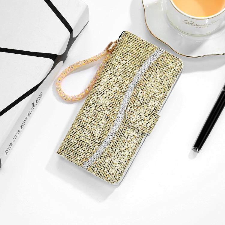 Custodia in pelle glitterata con slot carte per iPhone 12