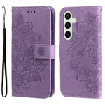 Custodia per telefono in pelle con stampa di fiori a sette petali, For Galaxy S25 Ultra 5G, For Galaxy S24 FE 5G
