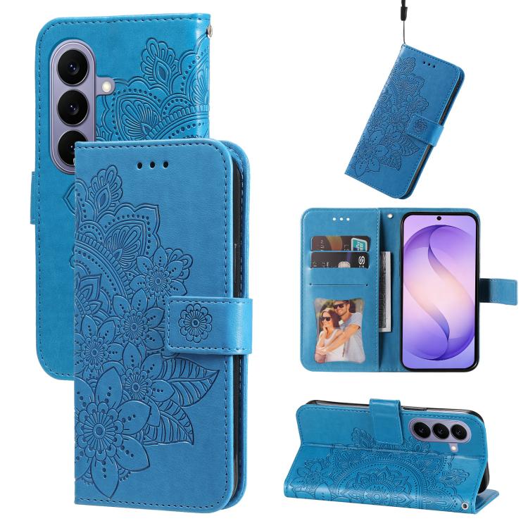 Custodia in pelle con stampa fiori a sette petali per Galaxy S26 FE 5G