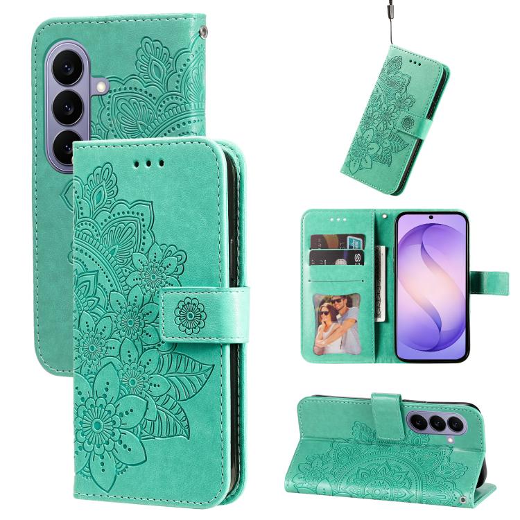 Custodia in pelle con stampa fiori a sette petali per Galaxy S26 FE 5G