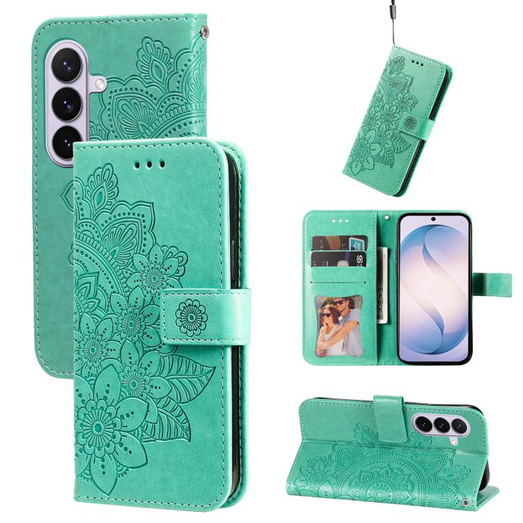 Custodia in pelle con stampa fiori a sette petali per Galaxy S26 FE 5G
