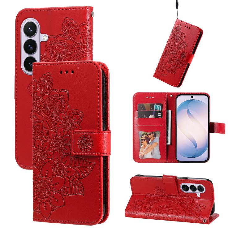 Custodia in pelle con stampa fiori a sette petali per Galaxy S26 FE 5G