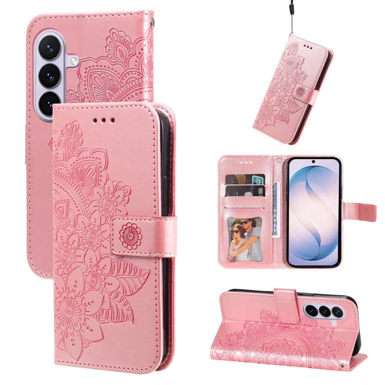 Custodia in pelle con stampa fiori a sette petali per Galaxy S26 FE 5G