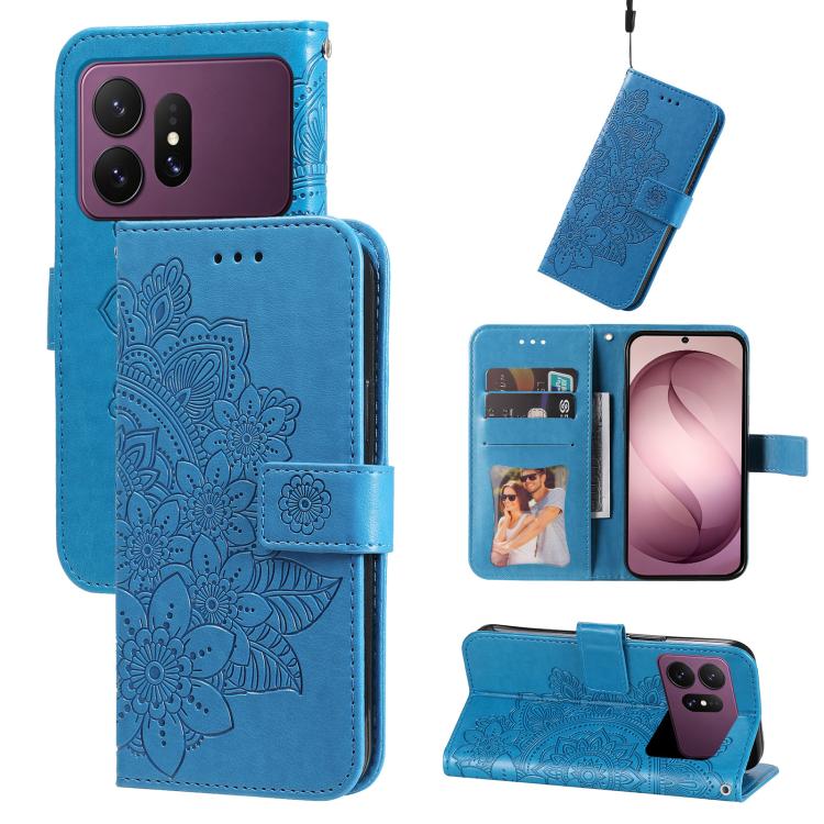 Custodia in pelle con stampa fiori a sette petali per Galaxy S26 FE 5G