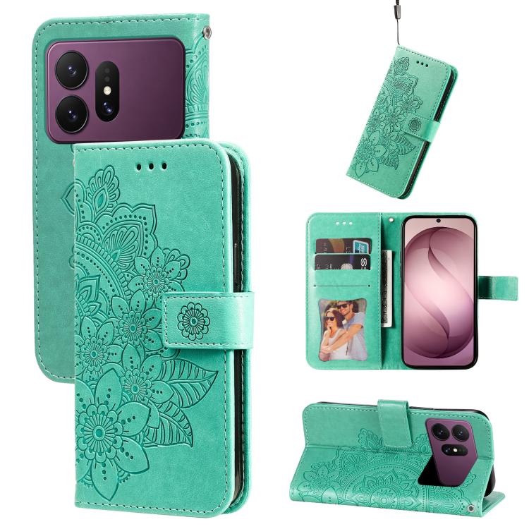 Custodia in pelle con stampa fiori a sette petali per Galaxy S26 FE 5G