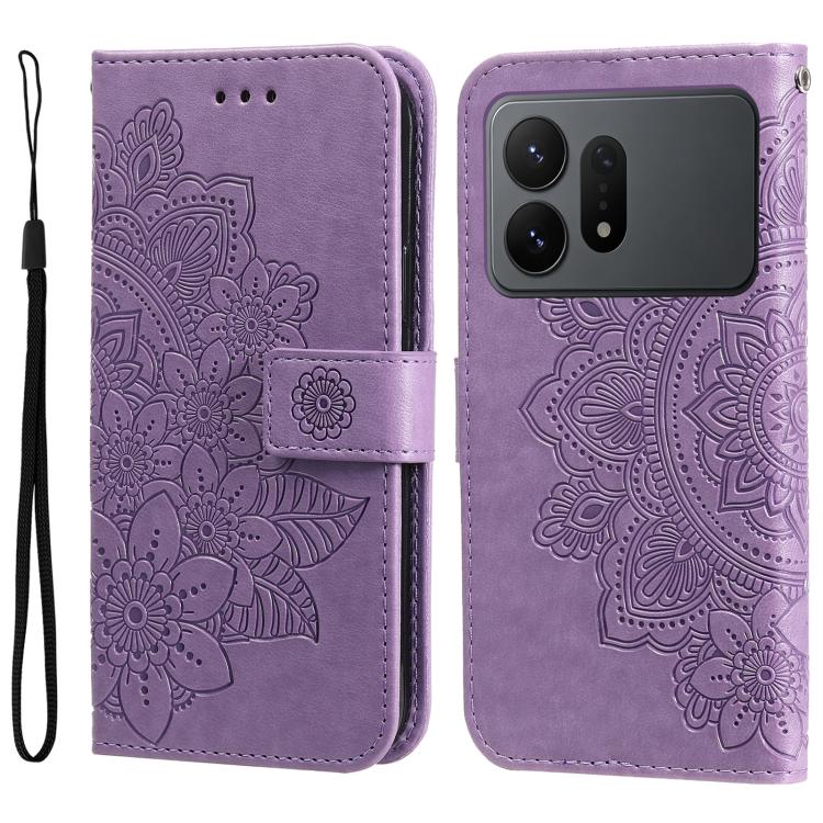 Custodia in pelle con stampa fiori a sette petali per Galaxy S26 FE 5G