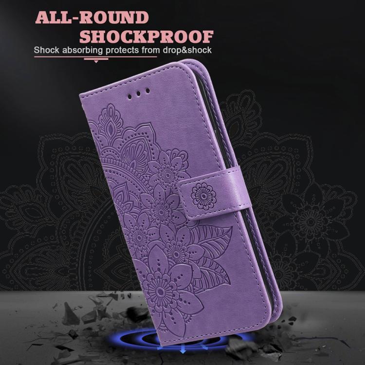 Custodia in pelle con stampa fiori a sette petali per Galaxy S26 FE 5G