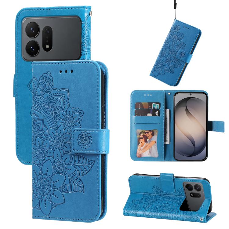 Custodia in pelle con stampa fiori a sette petali per Galaxy S26 FE 5G