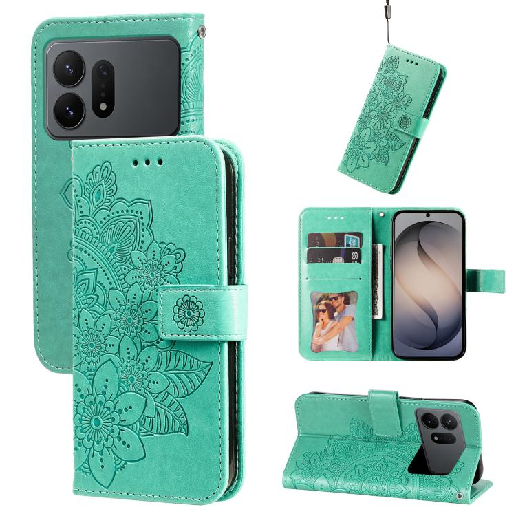 Custodia in pelle con stampa fiori a sette petali per Galaxy S26 FE 5G