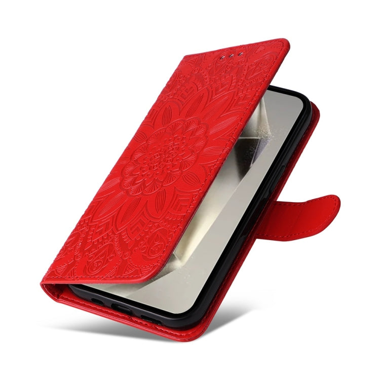 Custodia per telefono in pelle con stampa girasole in rilievo, For Galaxy S25 Ultra 5G, For Galaxy S24 FE 5G