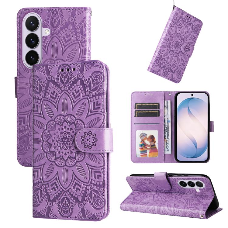 Custodia in pelle con stampa girasole per Galaxy S26 FE 5G