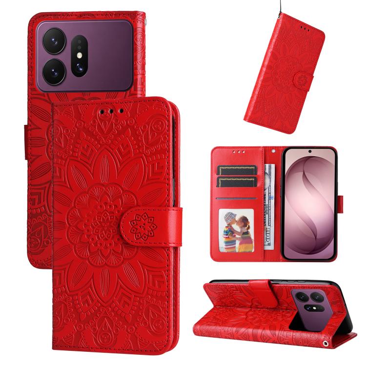 Custodia in pelle con stampa girasole per Galaxy S26 FE 5G