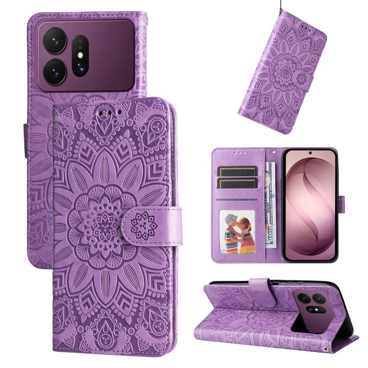 Custodia in pelle con stampa girasole per Galaxy S26 FE 5G