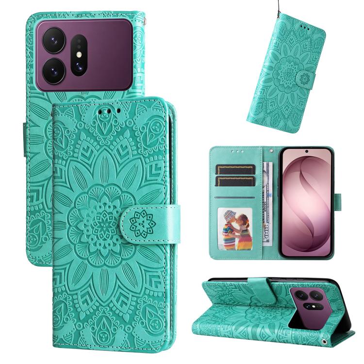 Custodia in pelle con stampa girasole per Galaxy S26 FE 5G