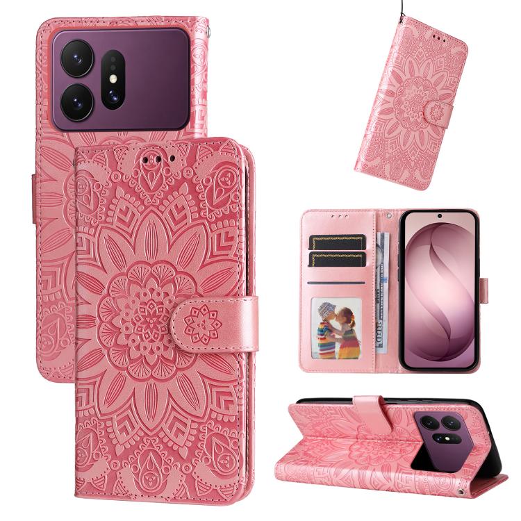 Custodia in pelle con stampa girasole per Galaxy S26 FE 5G