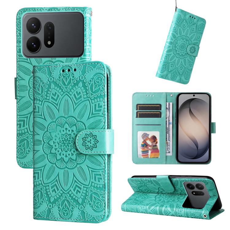 Custodia in pelle con stampa girasole per Galaxy S26 FE 5G