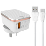 Caricabatterie rapido USB LDNIO 18W con cavo USB-C 1m